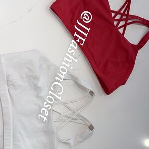 Lululemon and CRZ YOGA Red and White Strappy Sports Bras
